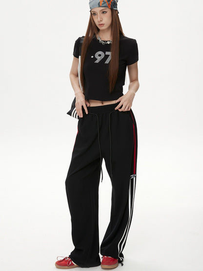 DKZ OFFICIAL Black Letter Print Cropped Women&