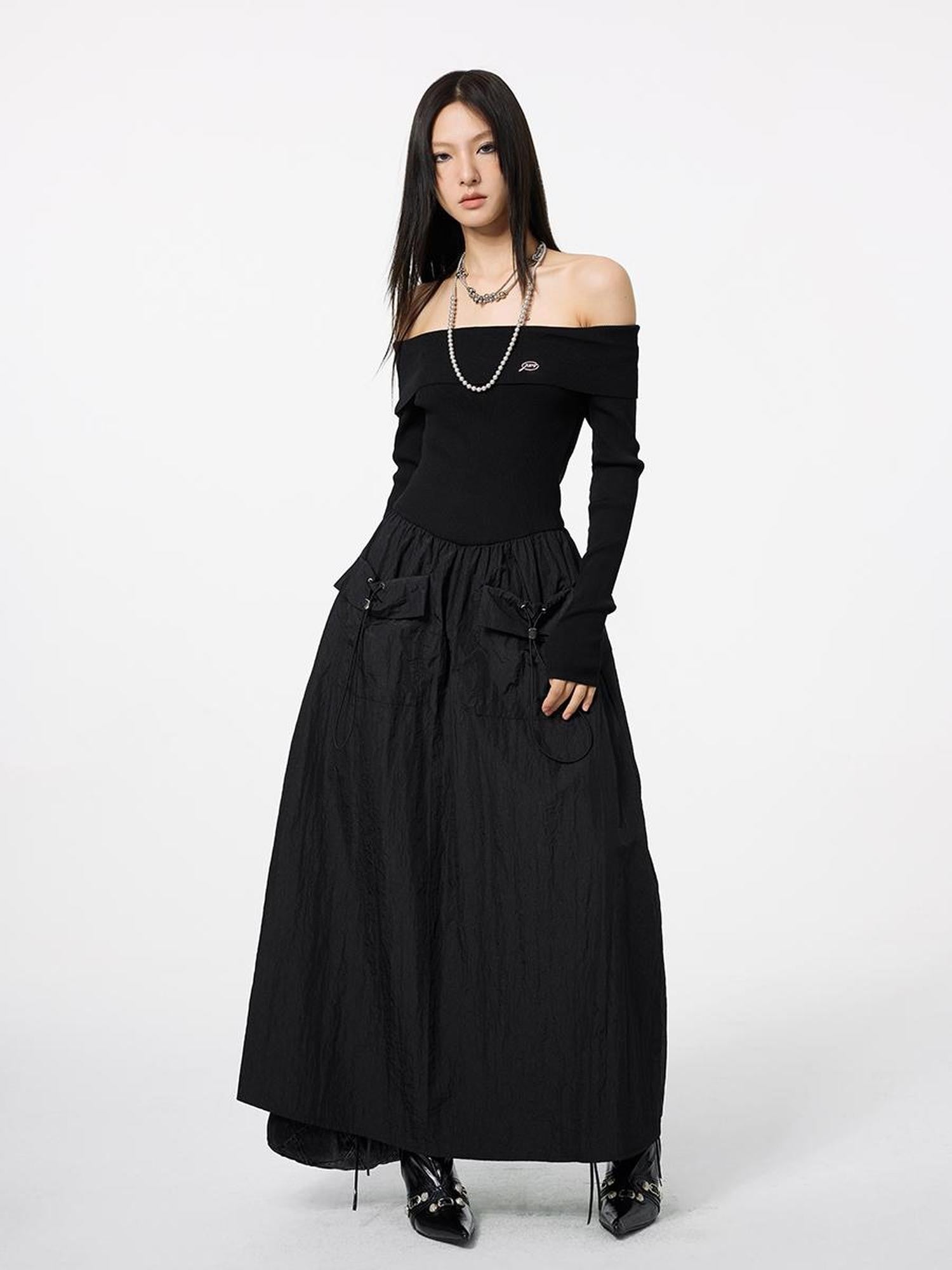 DKZ OFFICIAL Black Off Shoulder Long Sleeve Women&
