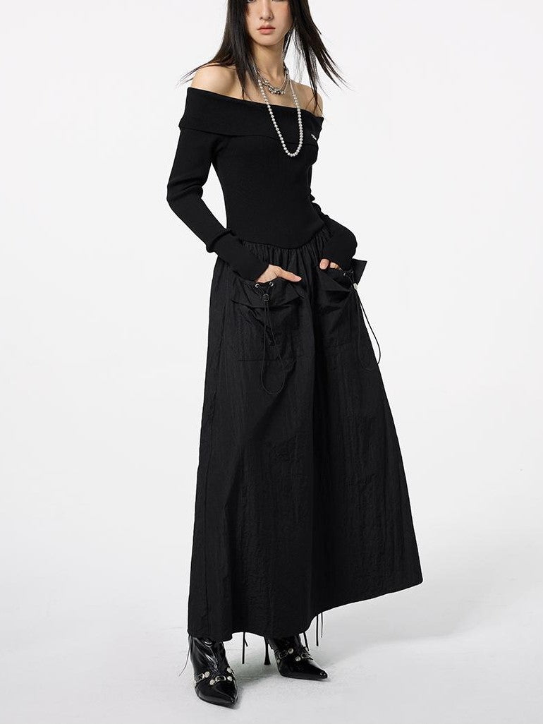 DKZ OFFICIAL Black Off Shoulder Long Sleeve Women&