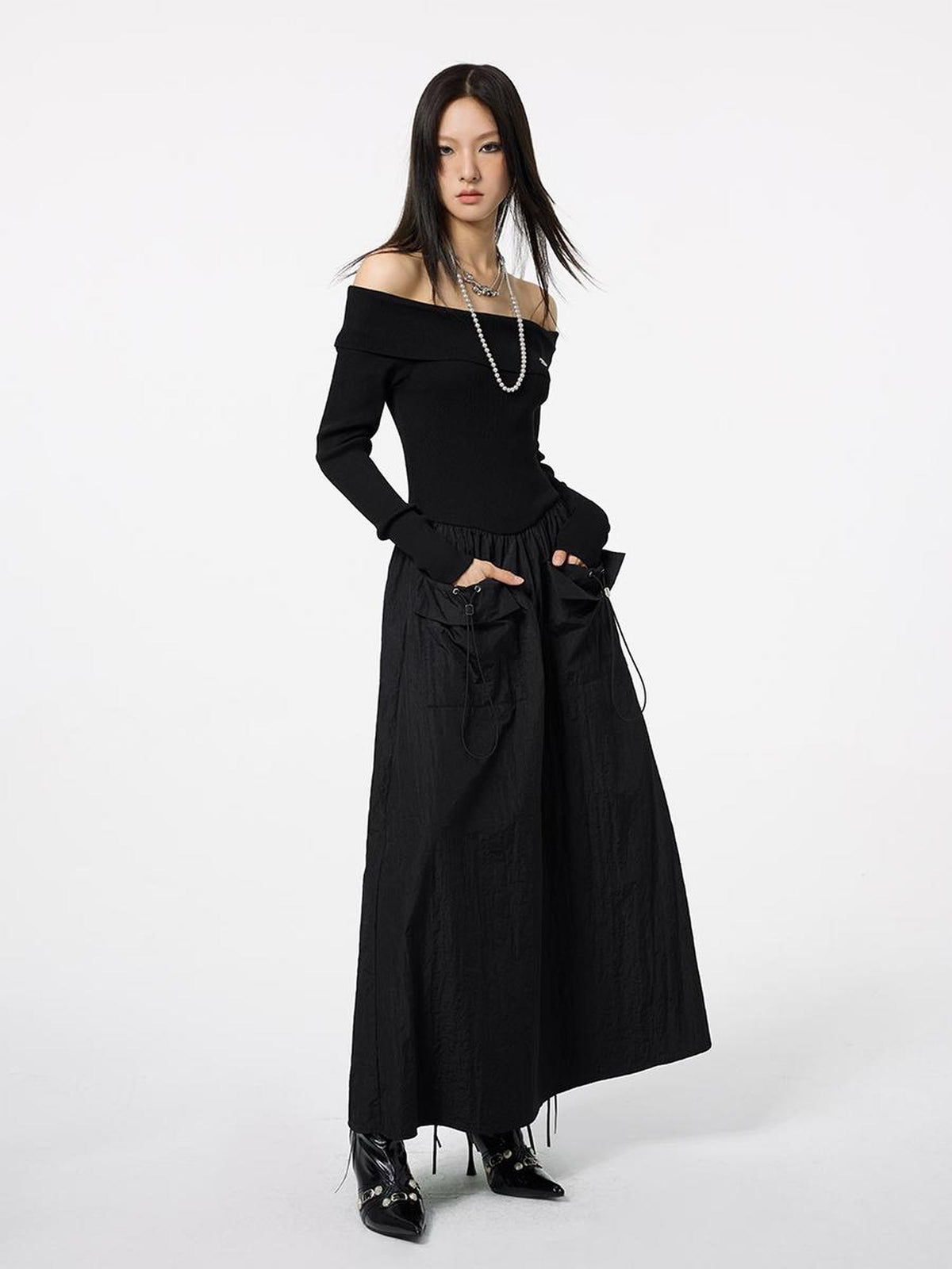 DKZ OFFICIAL Black Off Shoulder Long Sleeve Women&