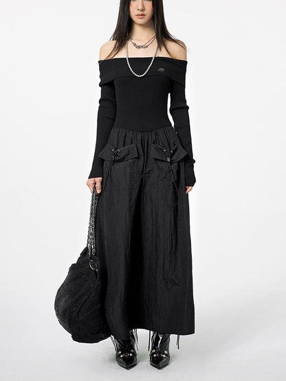 DKZ OFFICIAL Black Off Shoulder Long Sleeve Women&