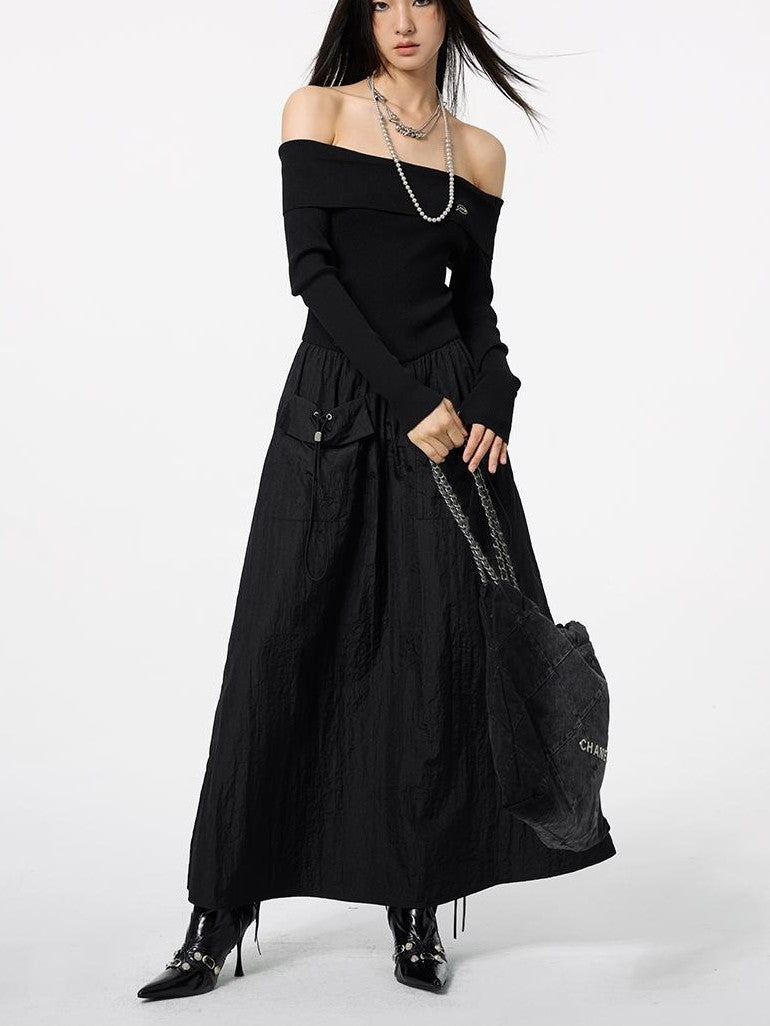 DKZ OFFICIAL Black Off Shoulder Long Sleeve Women&