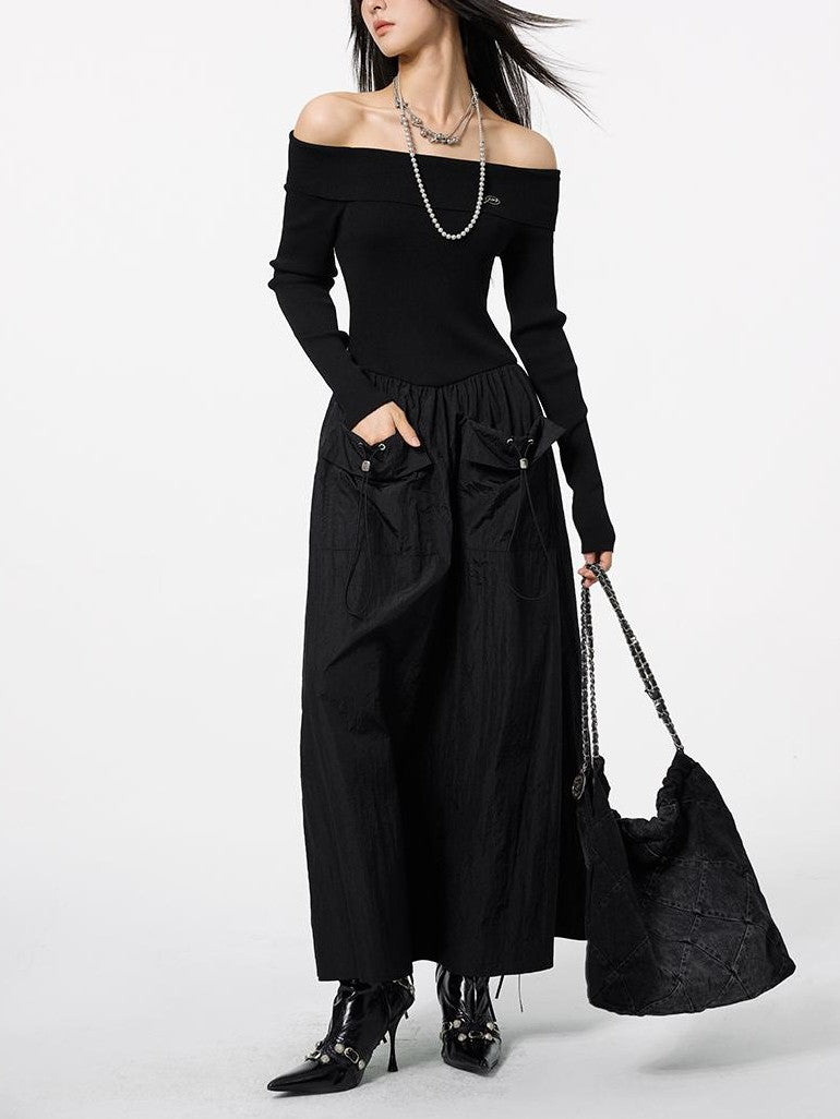 DKZ OFFICIAL Black Off Shoulder Long Sleeve Women&