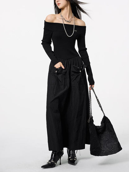 DKZ OFFICIAL Black Off Shoulder Long Sleeve Women&