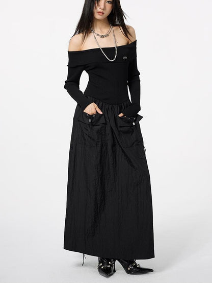 DKZ OFFICIAL Black Off Shoulder Long Sleeve Women&