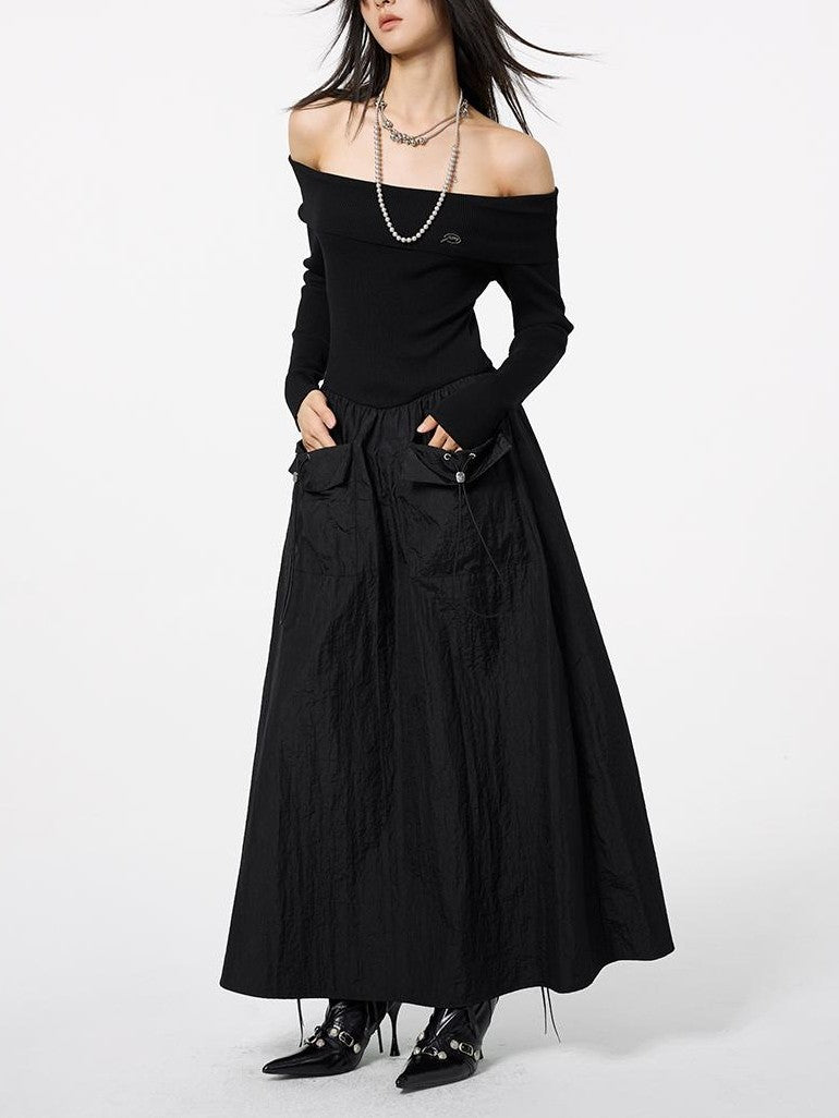 DKZ OFFICIAL Black Off Shoulder Long Sleeve Women&
