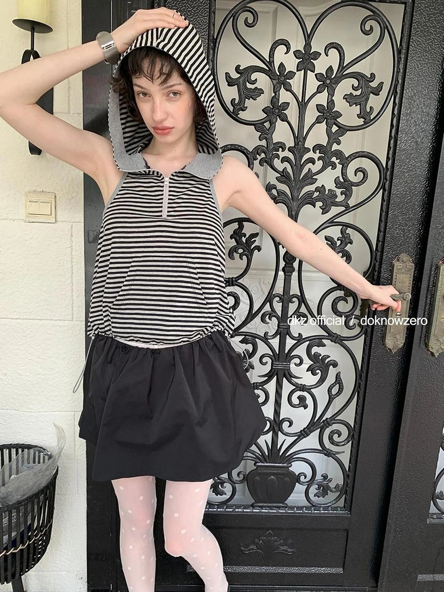 DKZ OFFICIAL Black Pleated A Line Mini Skirt