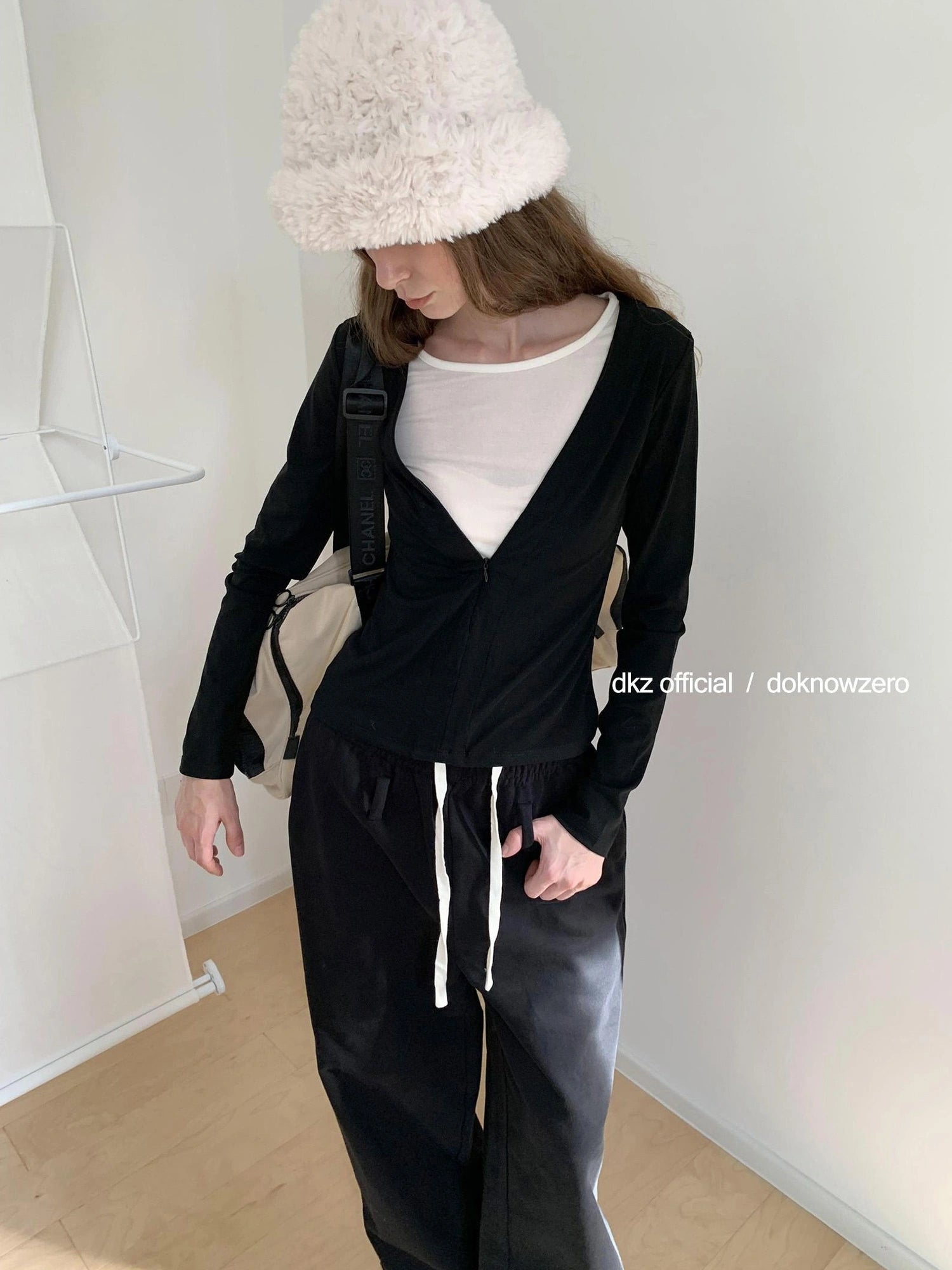 DKZ OFFICIAL Black Relaxed Wide Leg Pants with Raw Hem