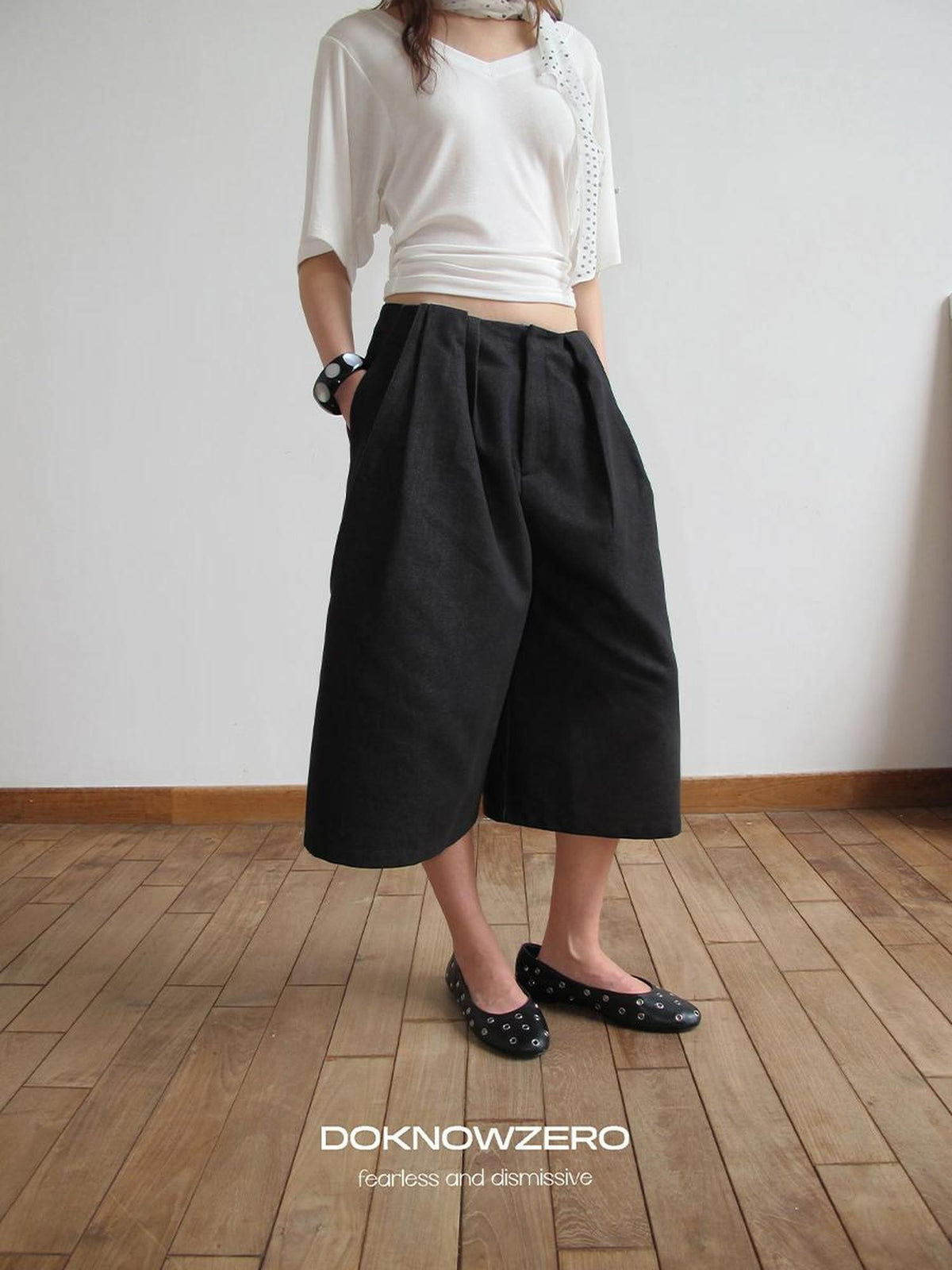 DKZ OFFICIAL Black Ruched Loose Fit Cotton Women&