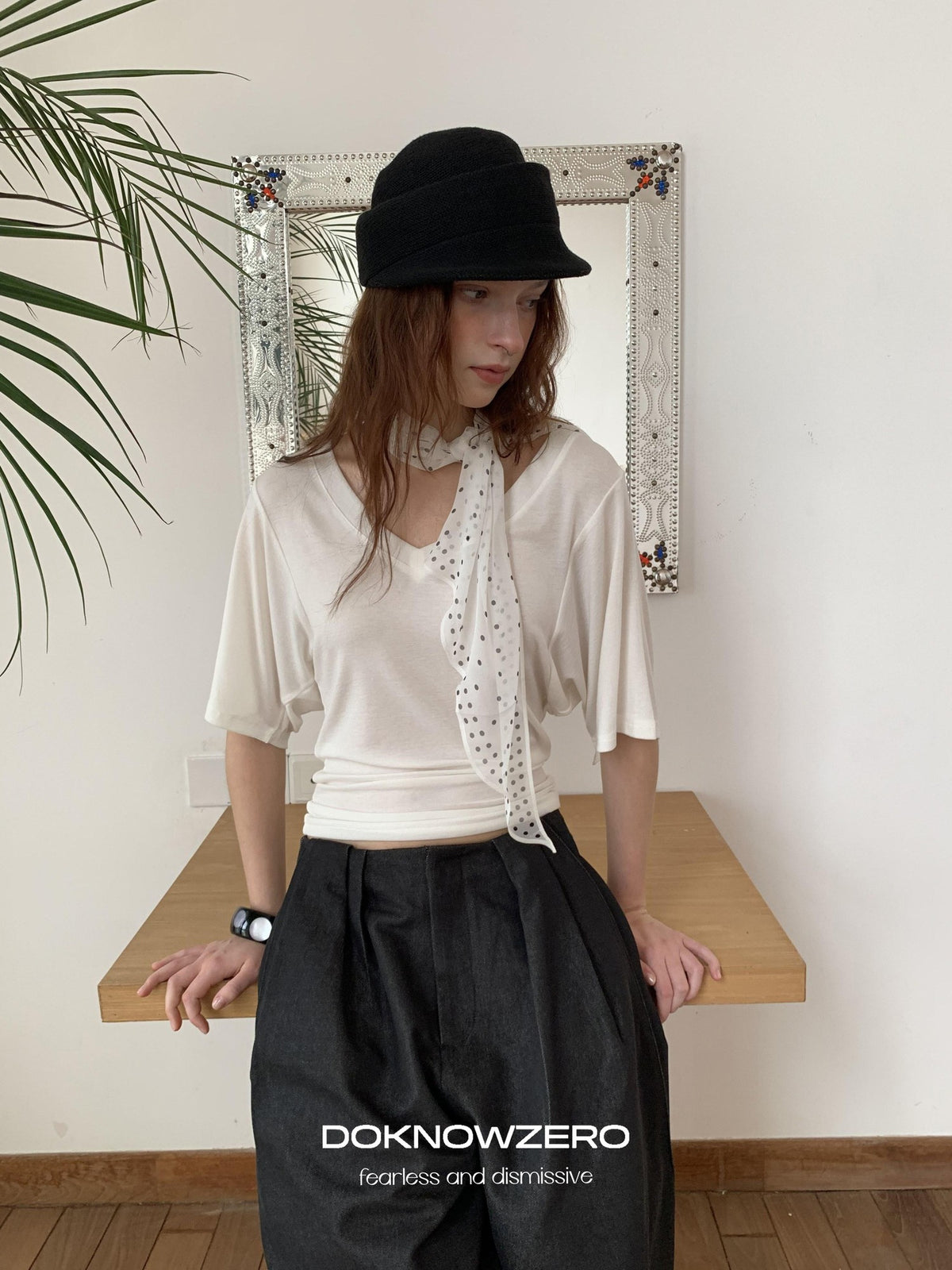 DKZ OFFICIAL Black Ruched Loose Fit Cotton Women&