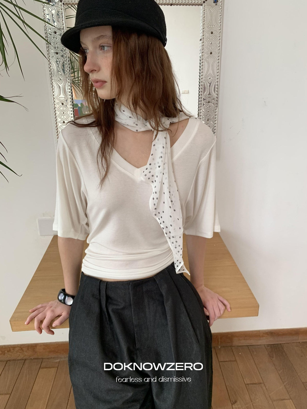 DKZ OFFICIAL Black Ruched Loose Fit Cotton Women&