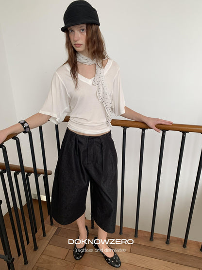 DKZ OFFICIAL Black Ruched Loose Fit Cotton Women&