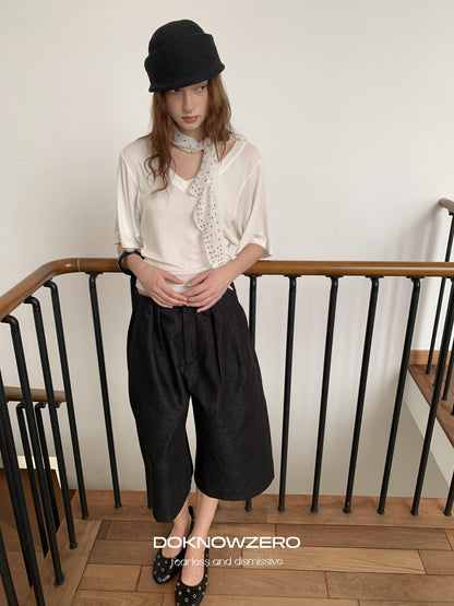 DKZ OFFICIAL Black Ruched Loose Fit Cotton Women&