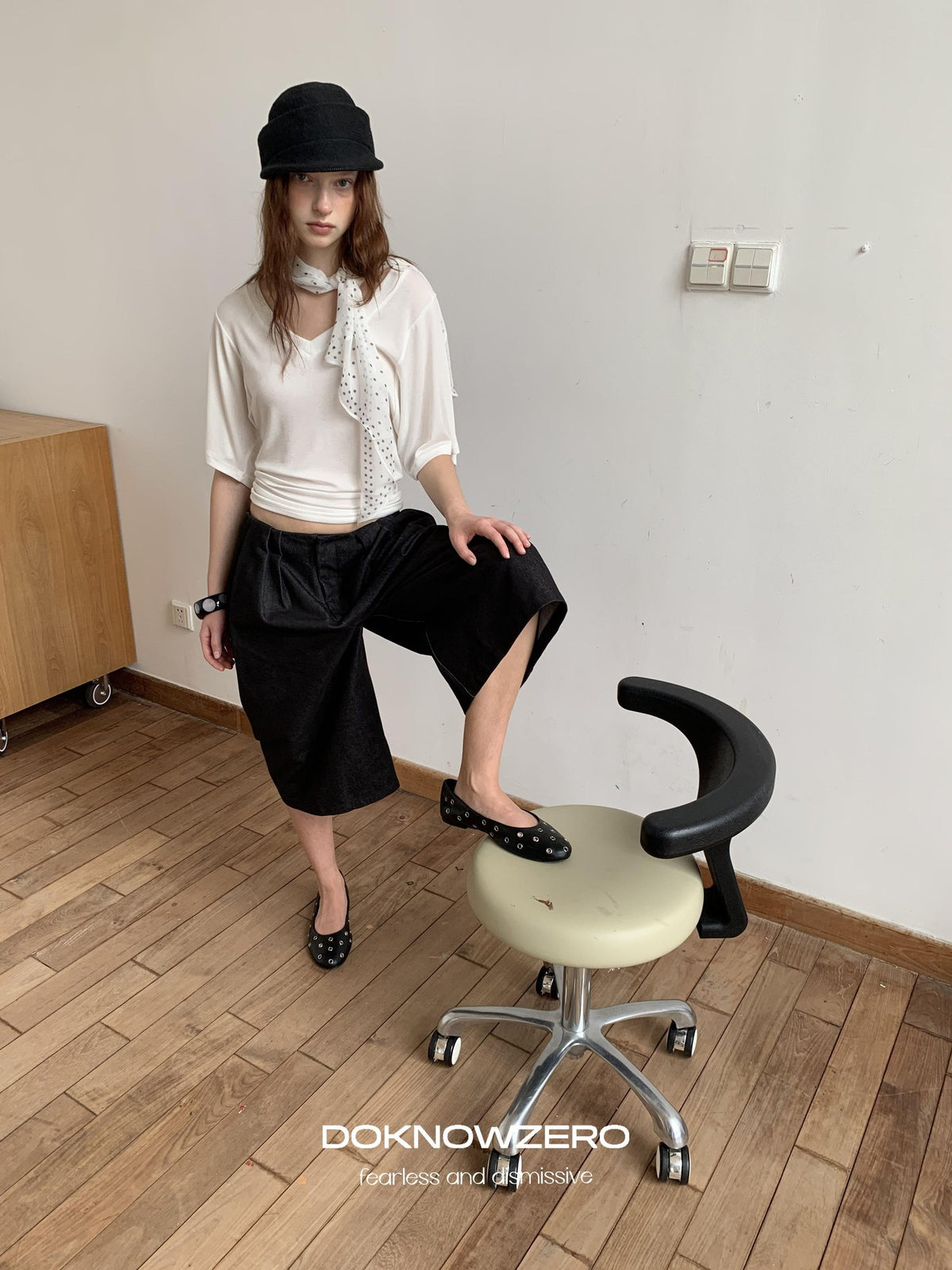 DKZ OFFICIAL Black Ruched Loose Fit Cotton Women&