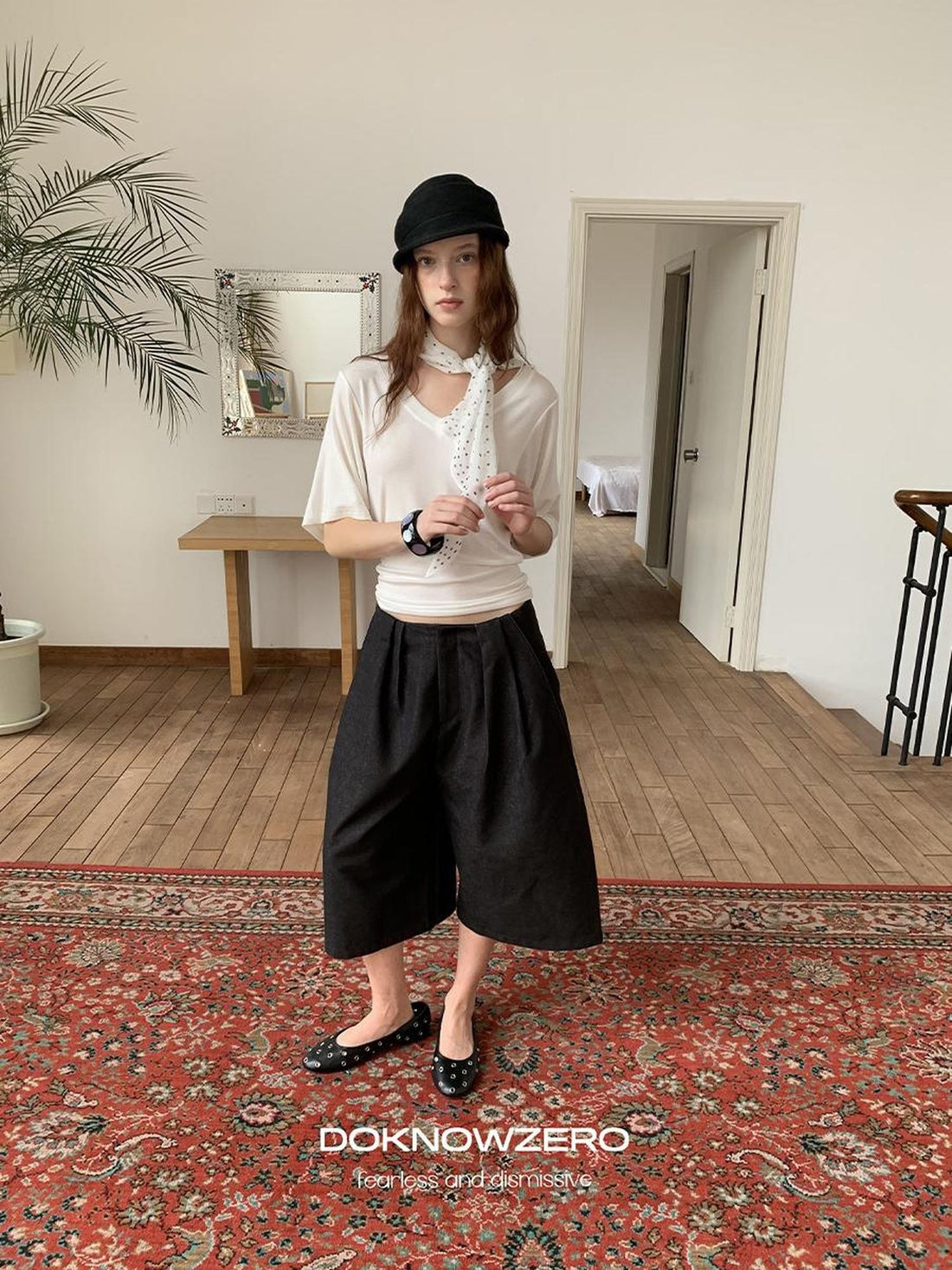 DKZ OFFICIAL Black Ruched Loose Fit Cotton Women&