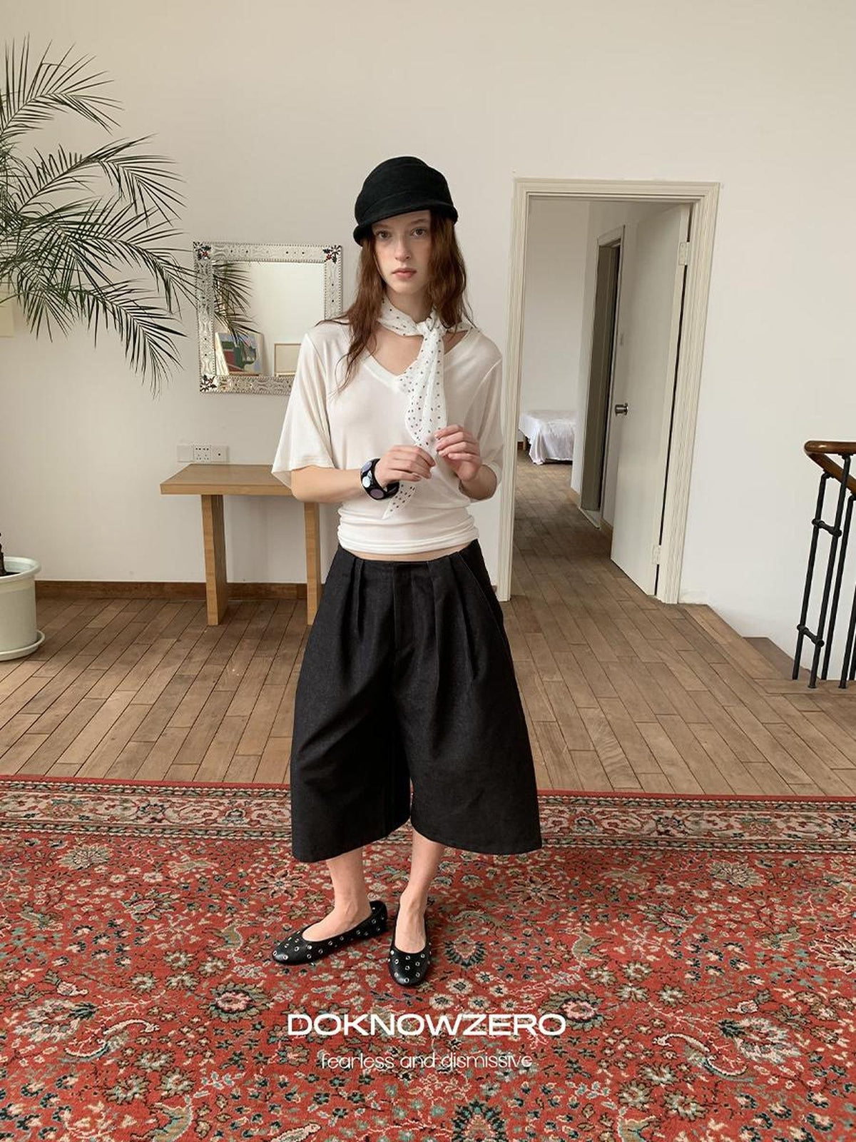 DKZ OFFICIAL Black Ruched Loose Fit Cotton Women&