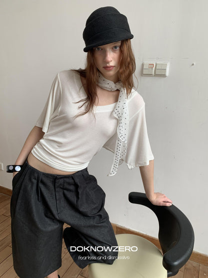 DKZ OFFICIAL Black Ruched Loose Fit Cotton Women&