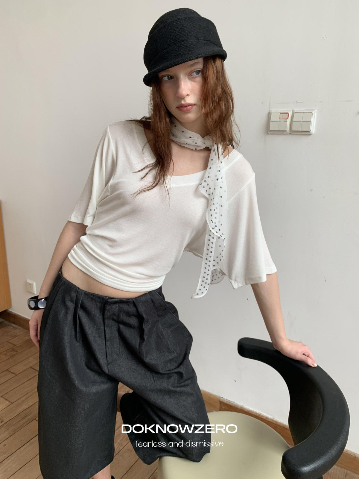 DKZ OFFICIAL Black Ruched Loose Fit Cotton Women&