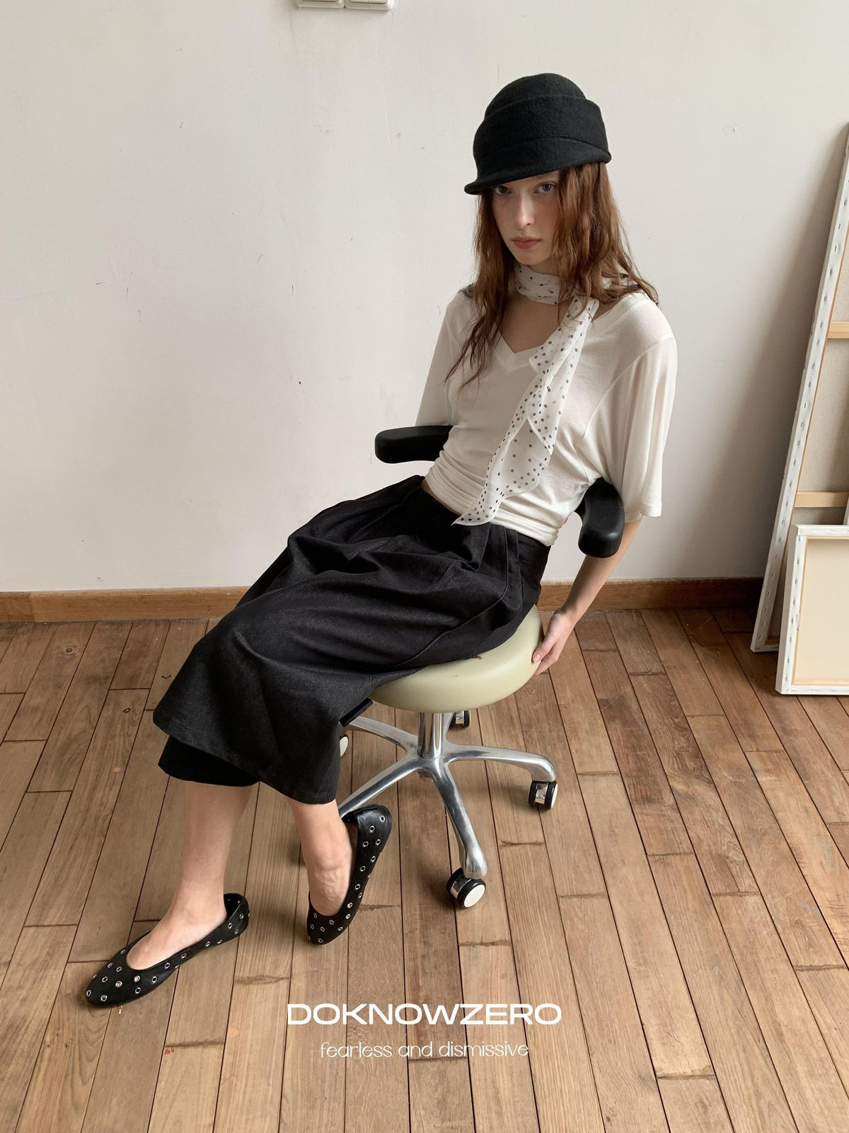 DKZ OFFICIAL Black Ruched Loose Fit Cotton Women&