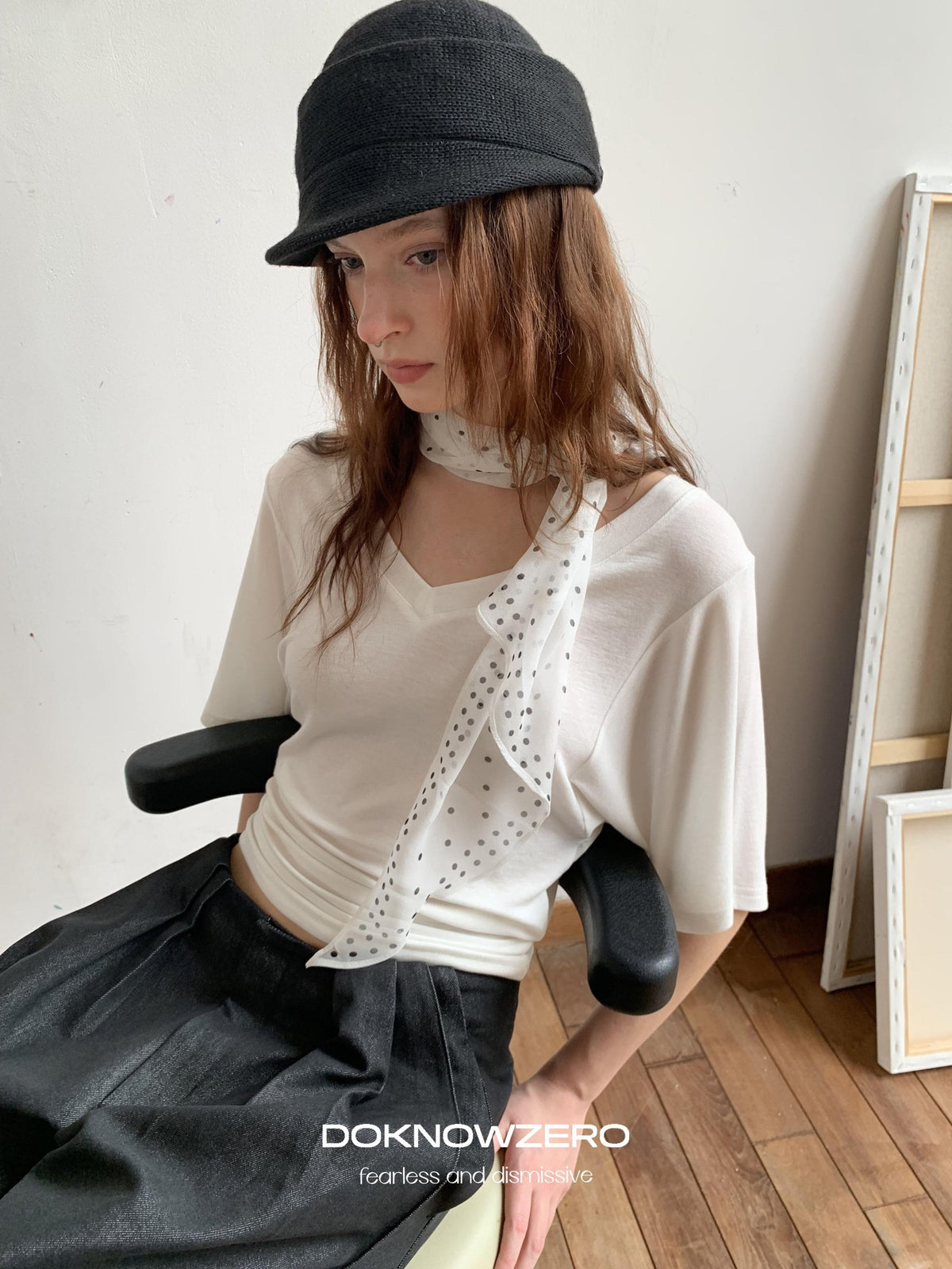 DKZ OFFICIAL Black Ruched Loose Fit Cotton Women&