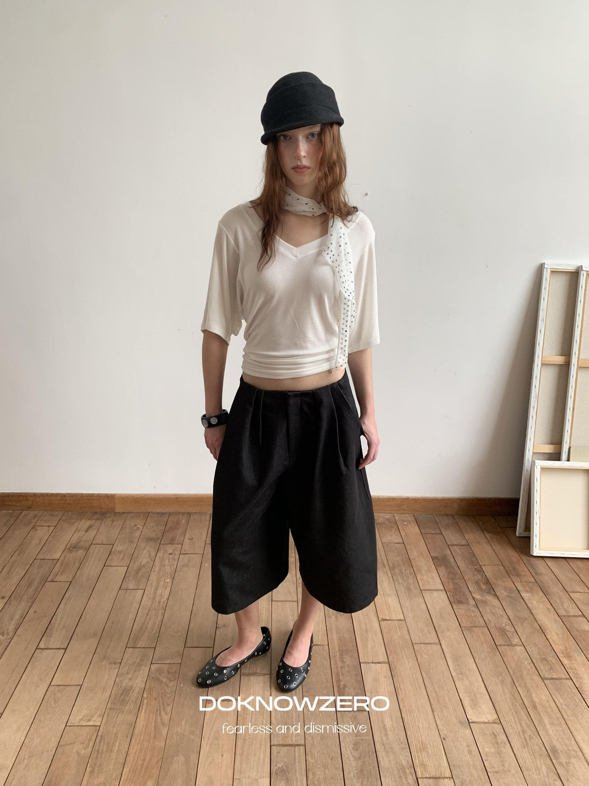 DKZ OFFICIAL Black Ruched Loose Fit Cotton Women&