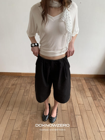 DKZ OFFICIAL Black Ruched Loose Fit Cotton Women&
