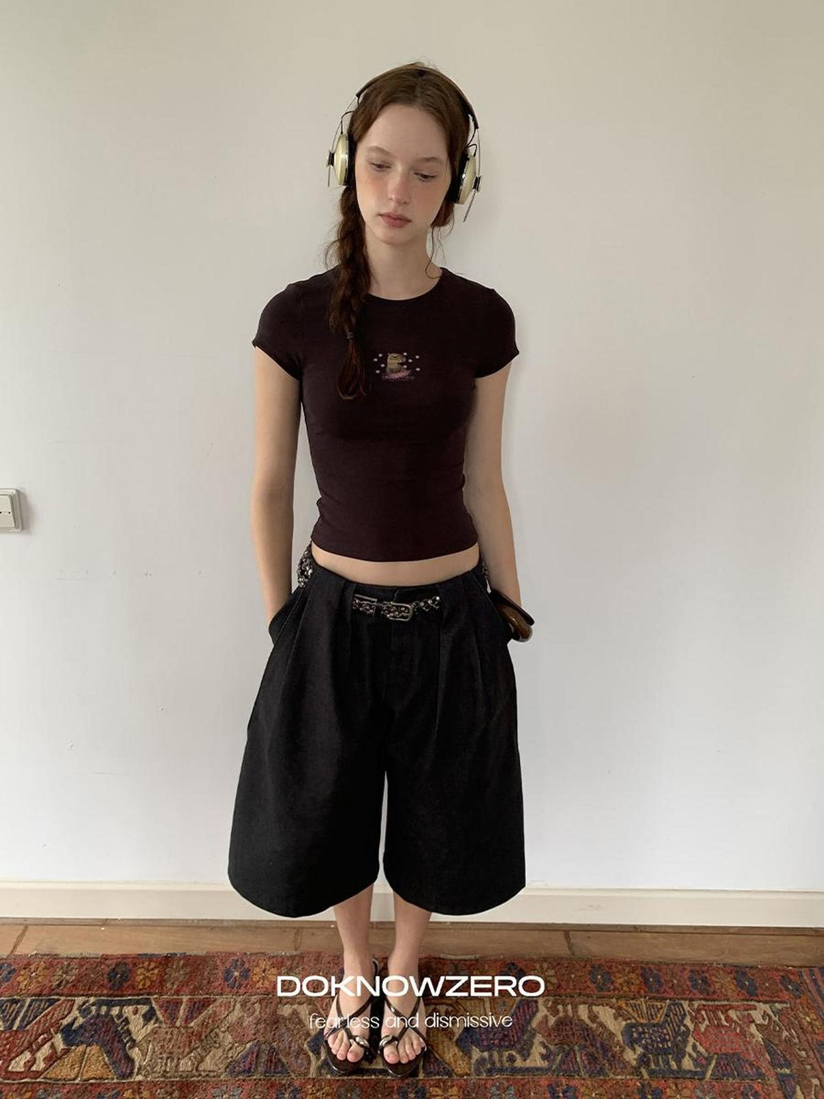 DKZ OFFICIAL Black Ruched Loose Fit Cotton Women&