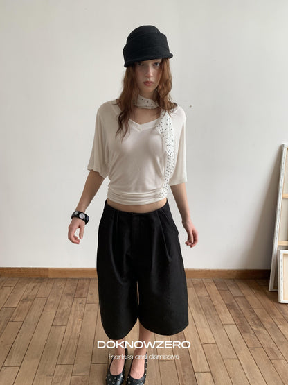 DKZ OFFICIAL Black Ruched Loose Fit Cotton Women&