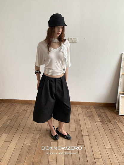 DKZ OFFICIAL Black Ruched Loose Fit Cotton Women&