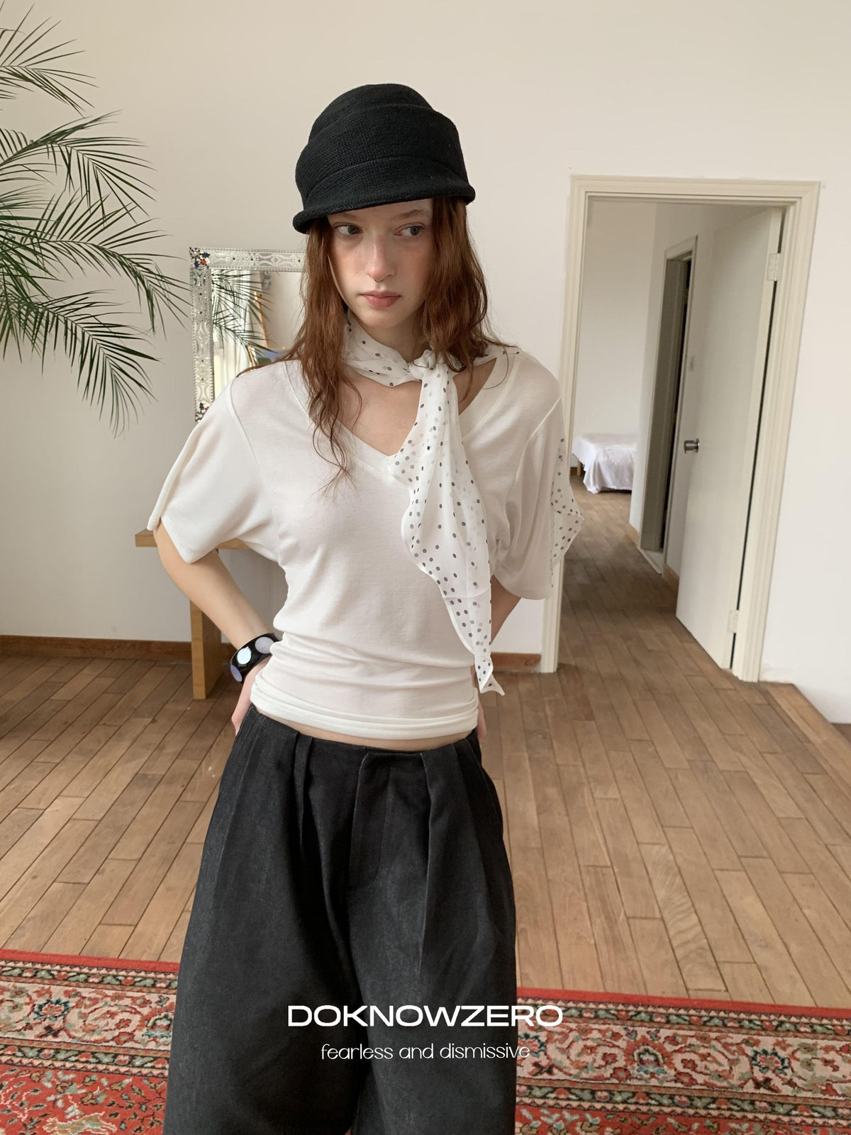 DKZ OFFICIAL Black Ruched Loose Fit Cotton Women&