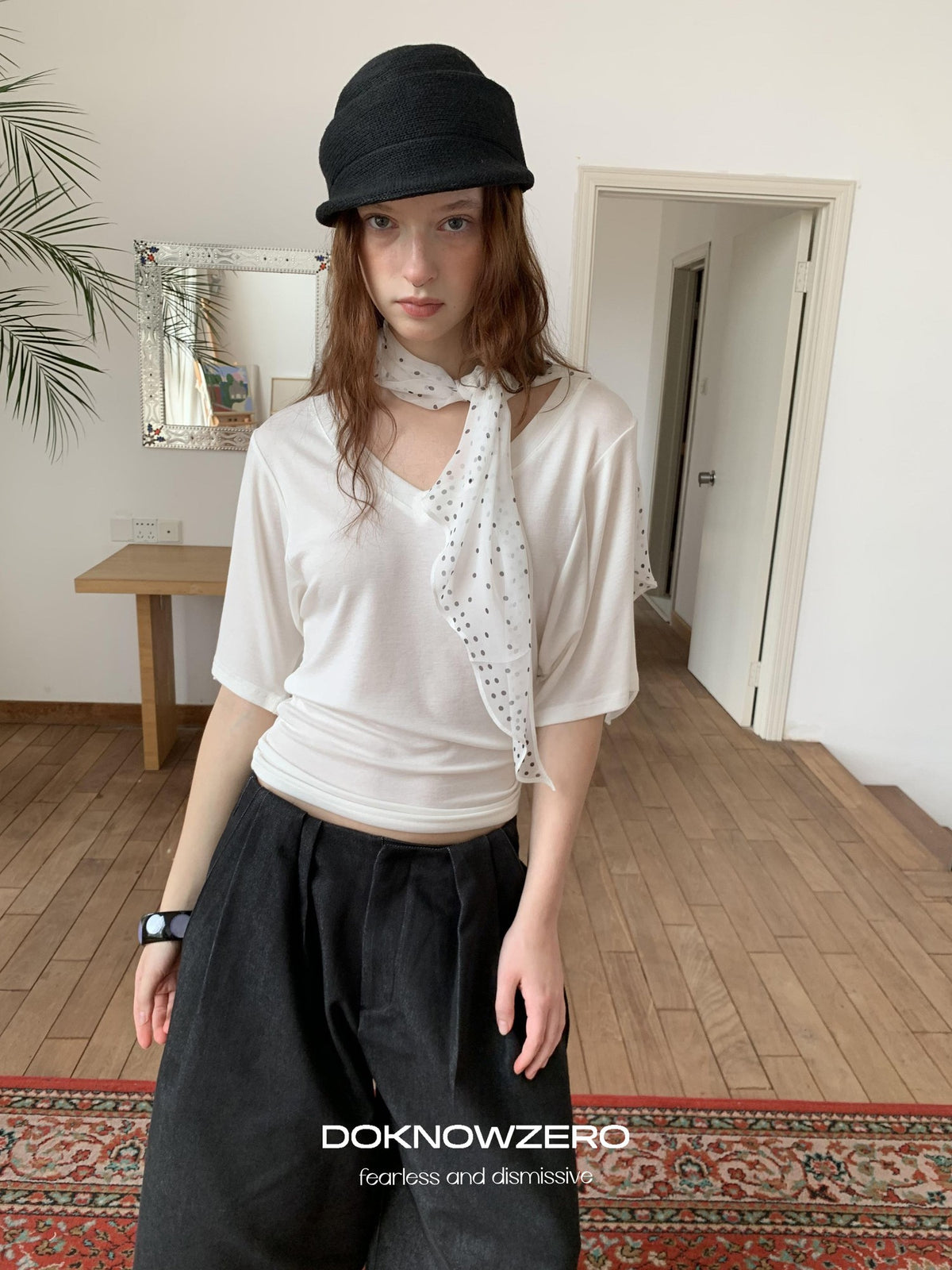 DKZ OFFICIAL Black Ruched Loose Fit Cotton Women&