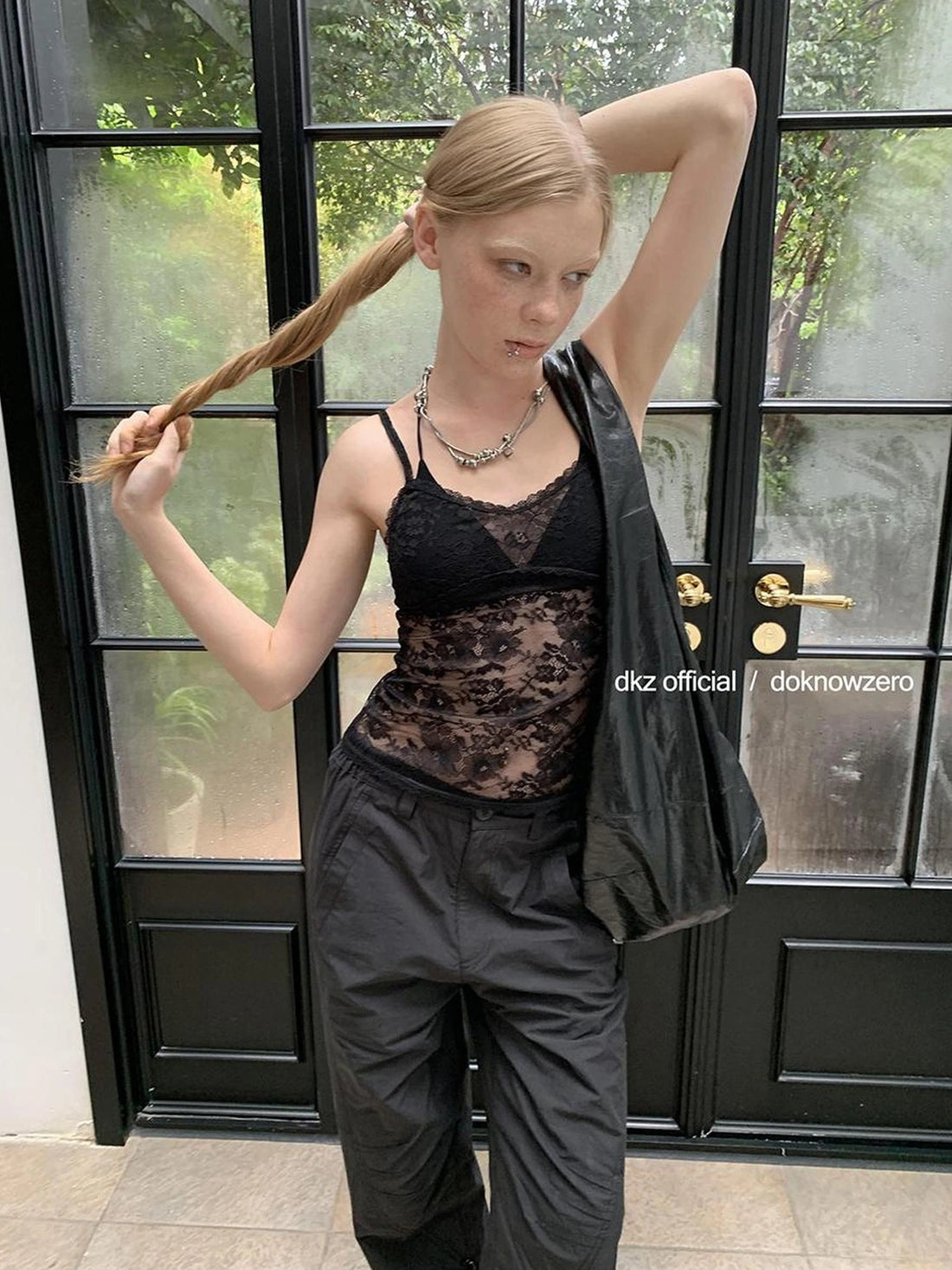 DKZ OFFICIAL Black Sheer Lace Camisole Top