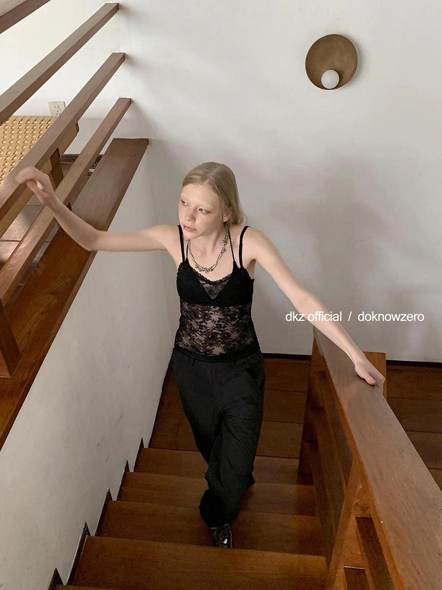 DKZ OFFICIAL Black Sheer Lace Camisole Top