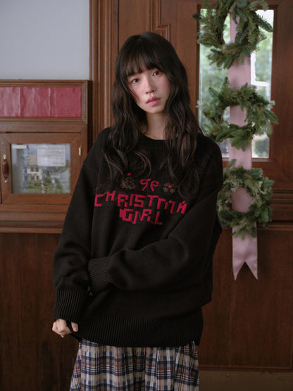 DKZ OFFICIAL Black Slogan Letter Jacquard Women&