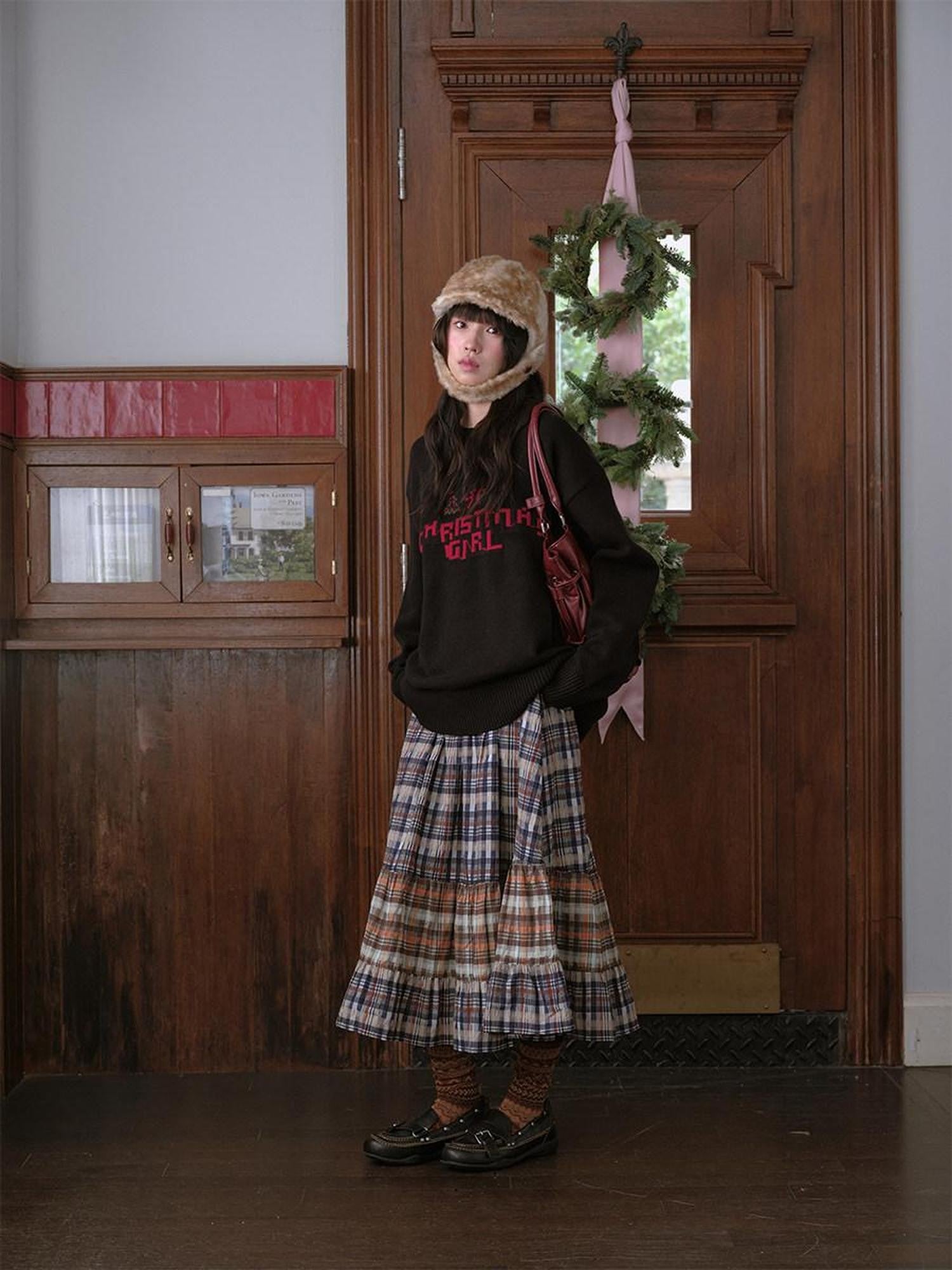 DKZ OFFICIAL Black Slogan Letter Jacquard Women&