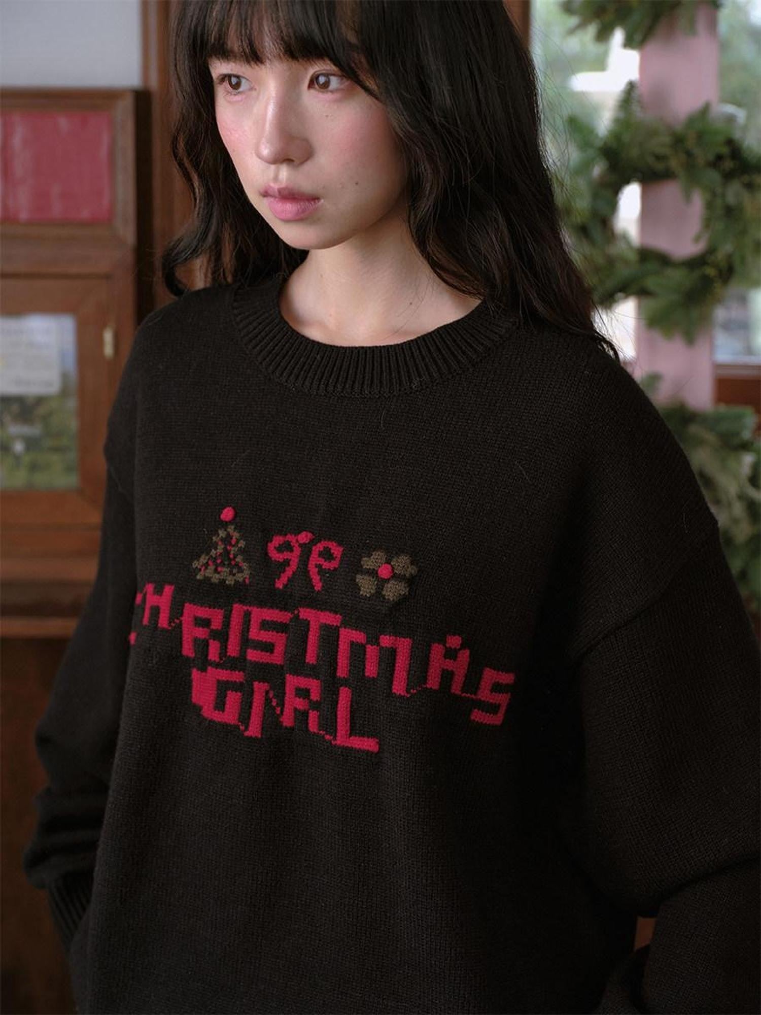 DKZ OFFICIAL Black Slogan Letter Jacquard Women&