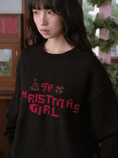 DKZ OFFICIAL Black Slogan Letter Jacquard Women&