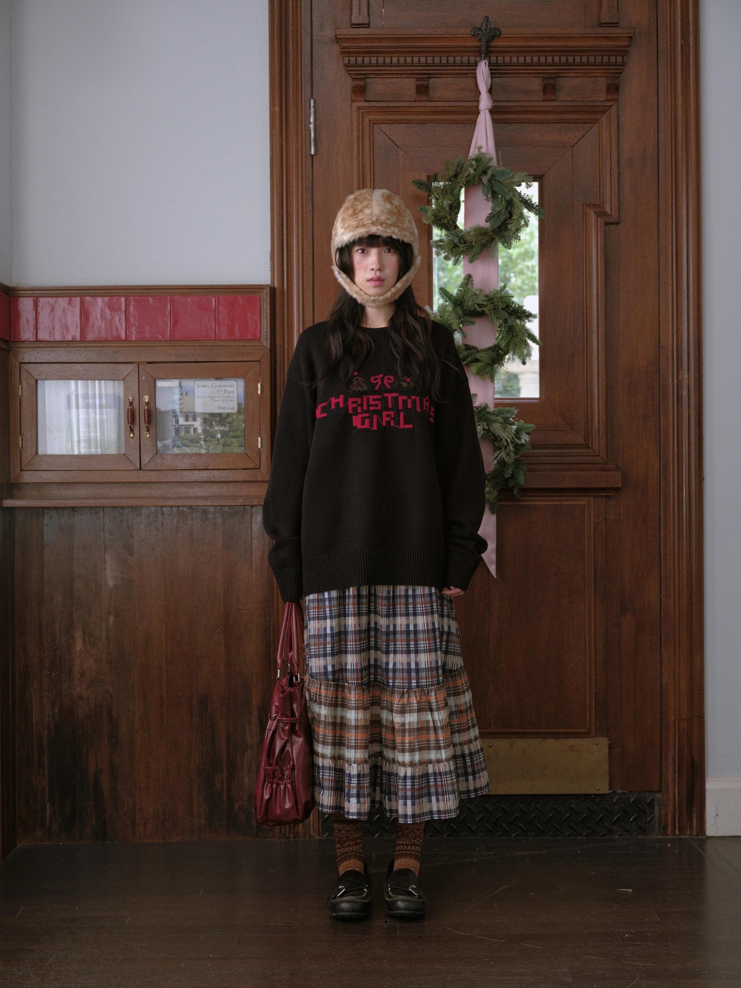 DKZ OFFICIAL Black Slogan Letter Jacquard Women&