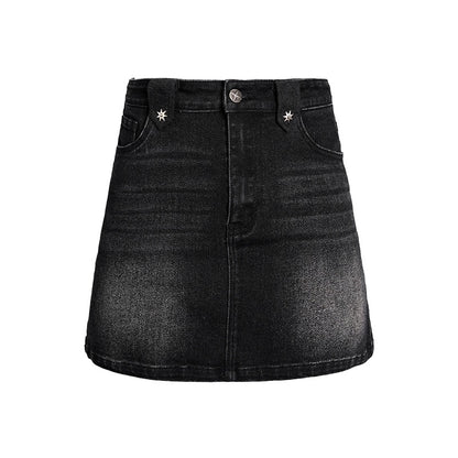DKZ_OFFICIAL_Black_Studded_A_Line_High_Waist_Mini_Slimming_Women&