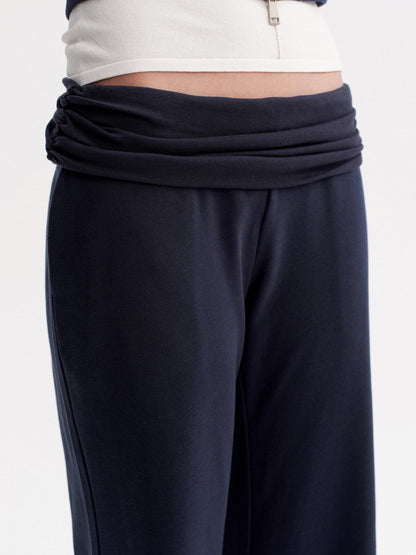 DKZ OFFICIAL Blue Hooded Zip Cropped Mid Sleeve Micro Flare Women&