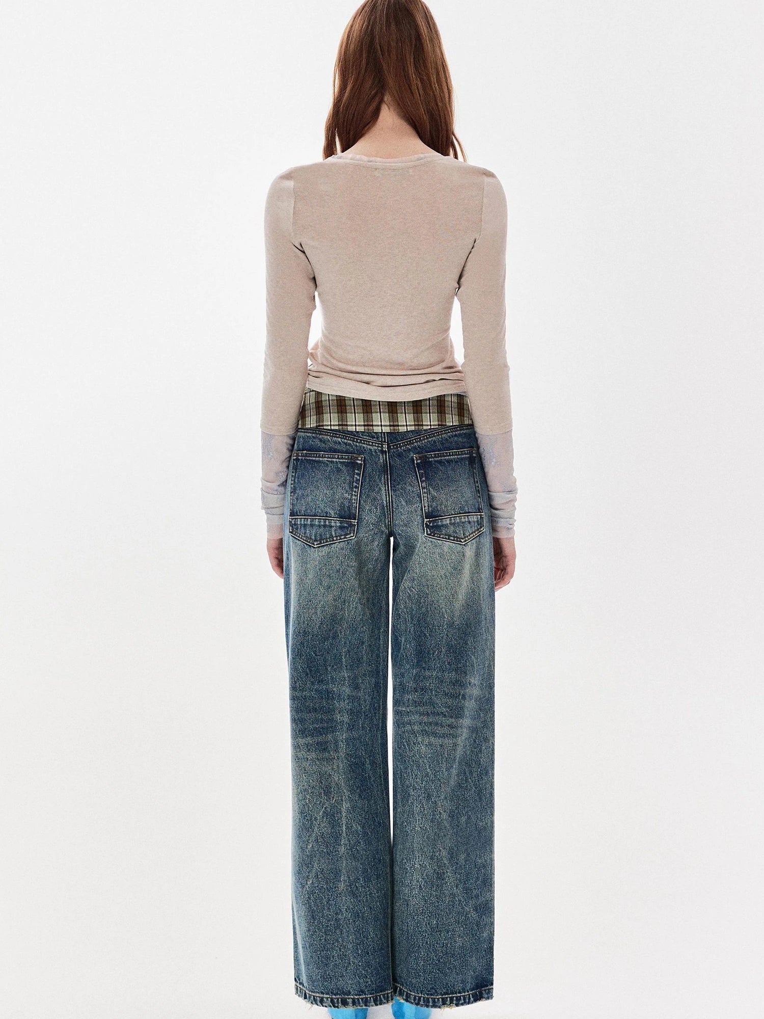 DKZ OFFICIAL Blue Two Way Detachable Belt Straight Leg Jeans