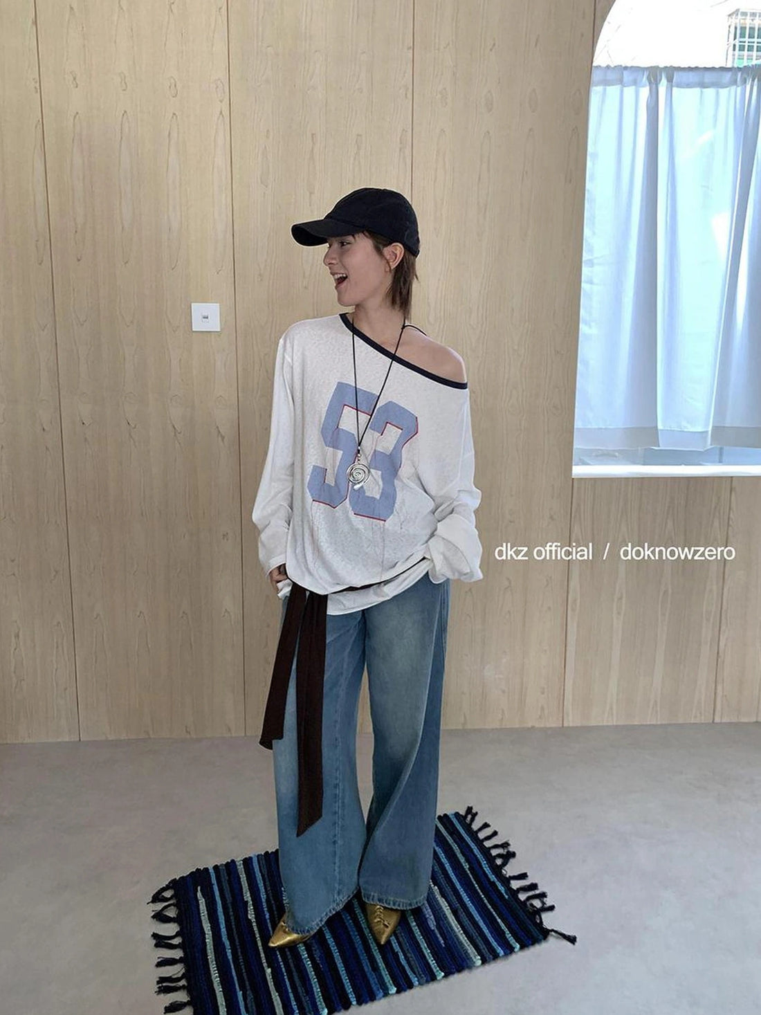 Blue Washed Wide Leg Denim Pants For Women