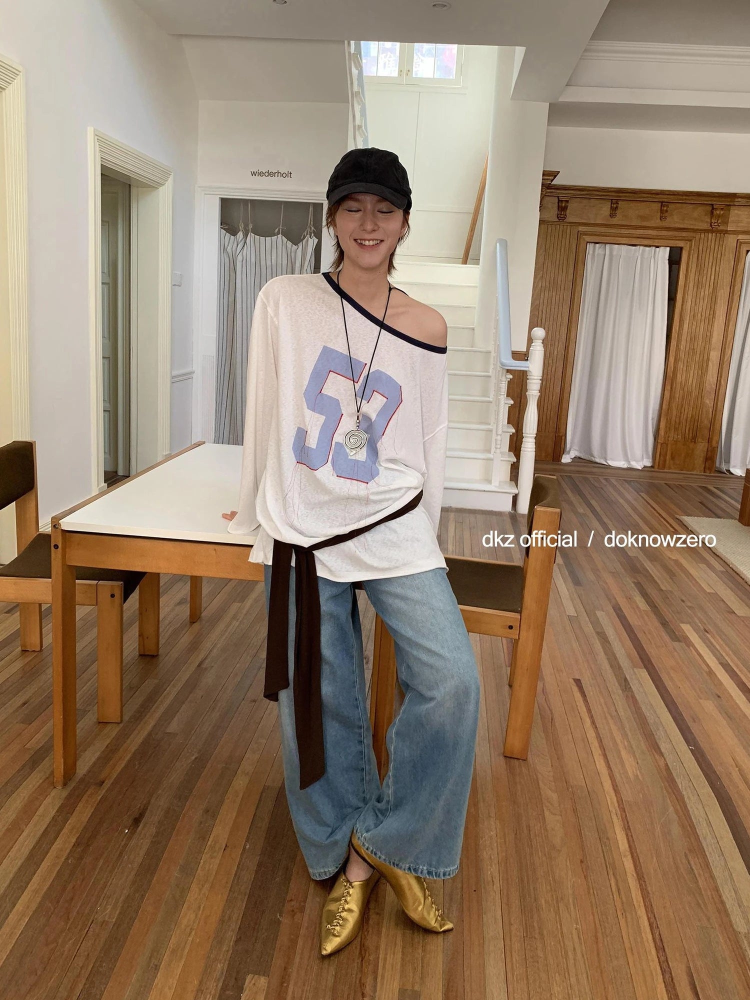 DKZ OFFICIAL Blue Wide Leg Denim Pants For Women