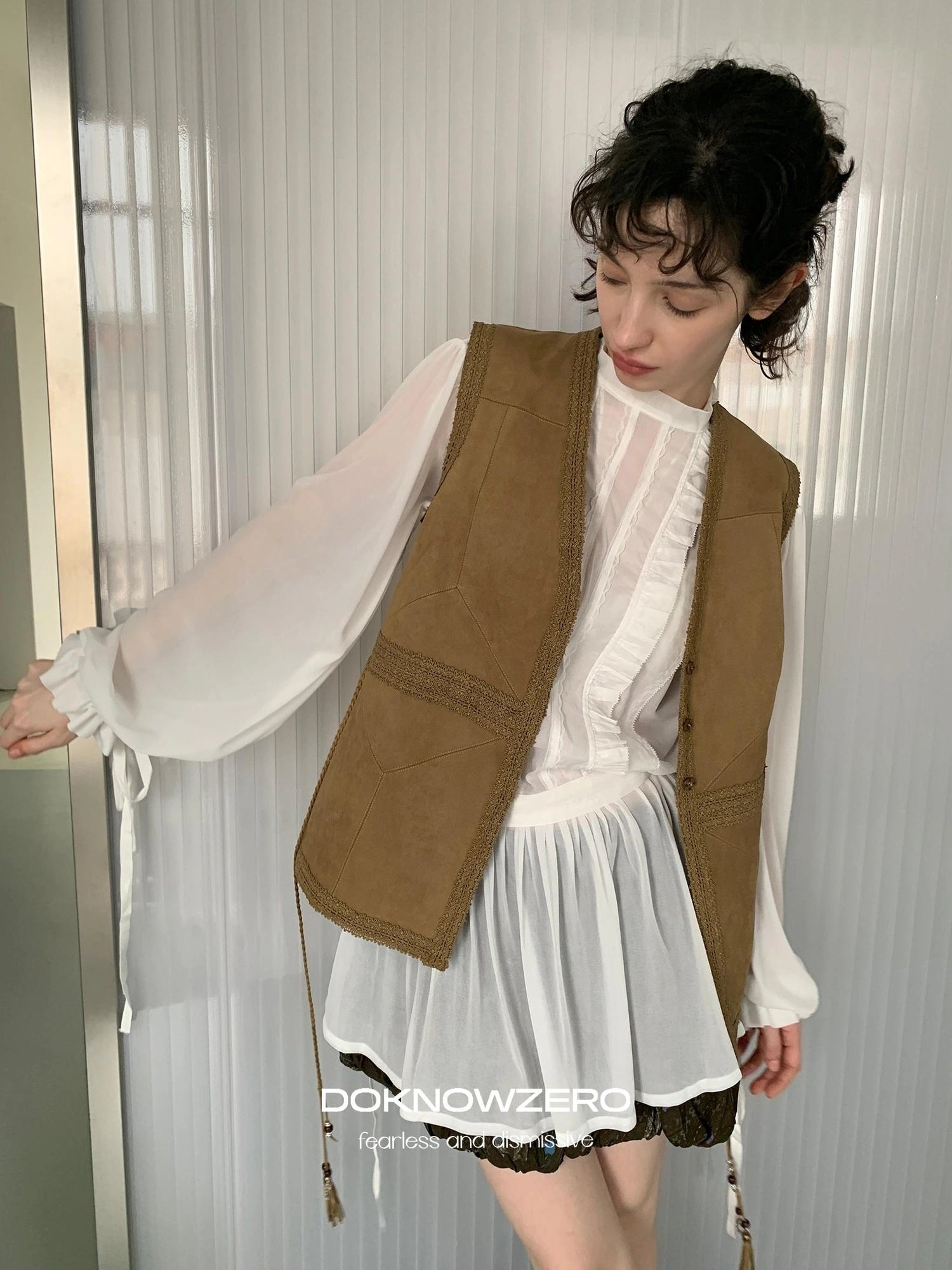 DKZ OFFICIAL Bohemian Suede Vest For Women Retro Layering Sleeveless Top