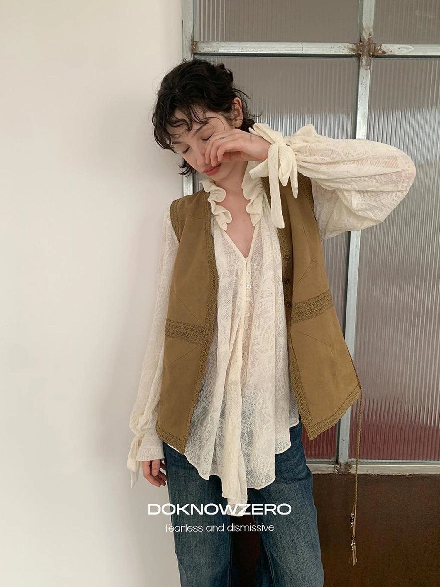 DKZ OFFICIAL Bohemian Suede Vest For Women Retro Layering Sleeveless Top