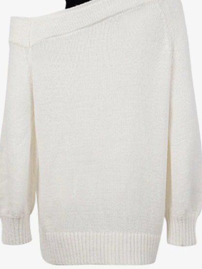 DKZ OFFICIAL Butterfly Off Shoulder Knit Sweater Vintage Print Top