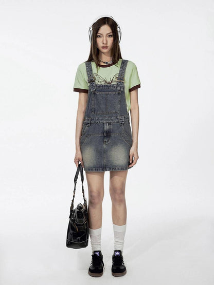 DKZ OFFICIAL Butterfly Print Color Block Loose Tee