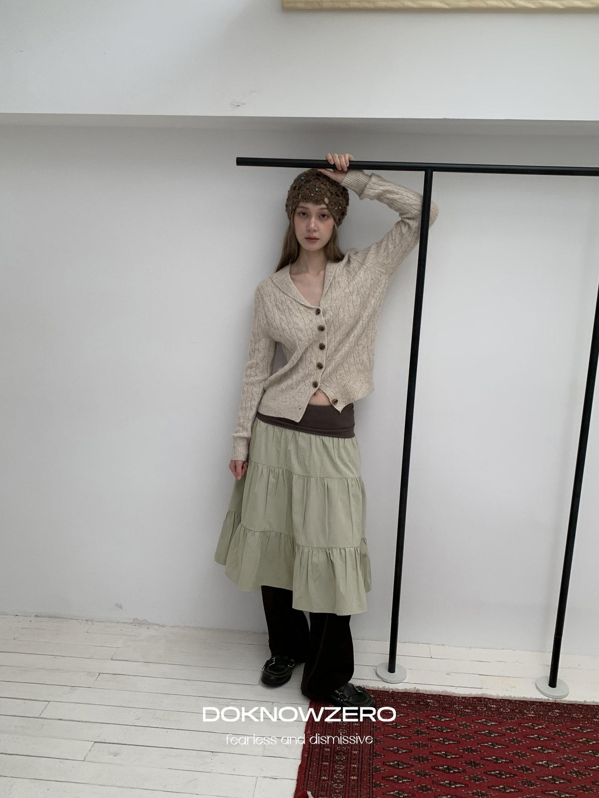 DKZ OFFICIAL Cable Knit Collared Women&