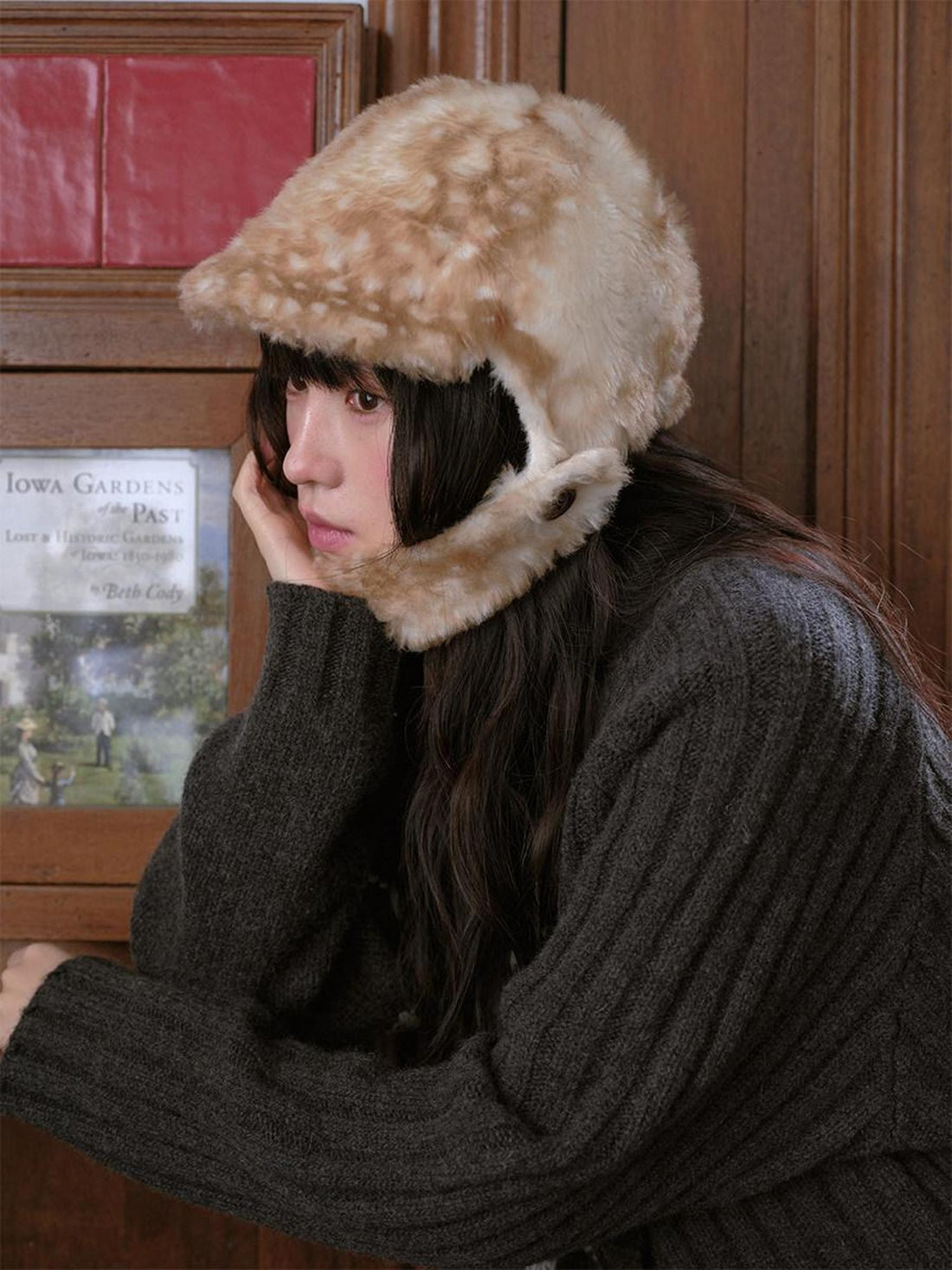 DKZ OFFICIAL Camel Retro Plush Deer Visor Women&