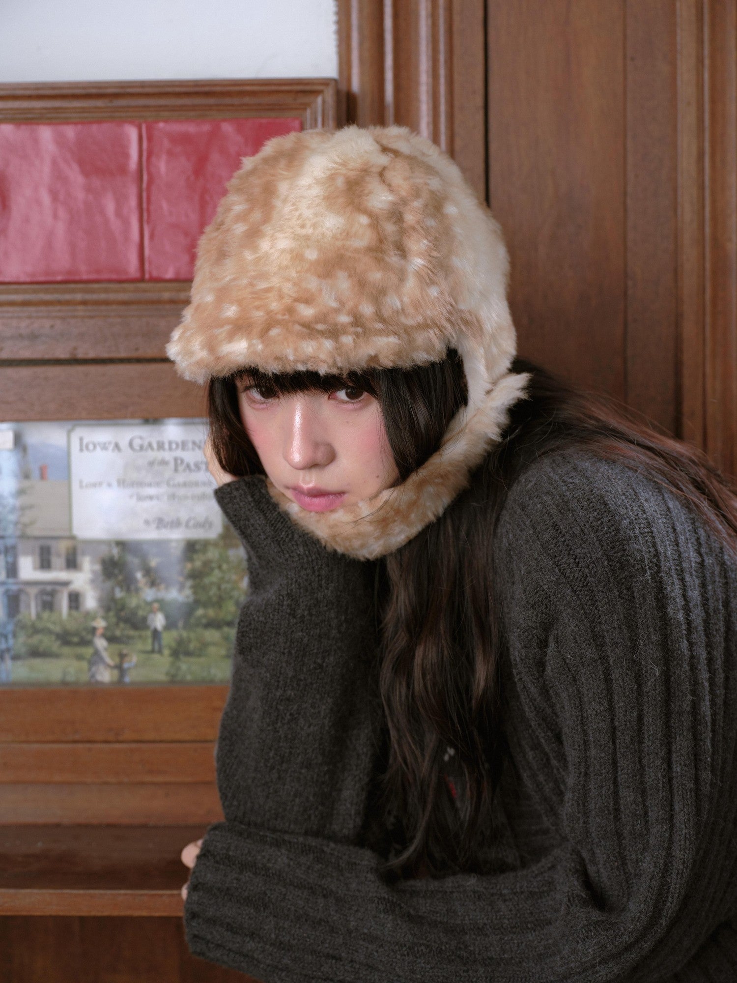 DKZ OFFICIAL Camel Retro Plush Deer Visor Women&